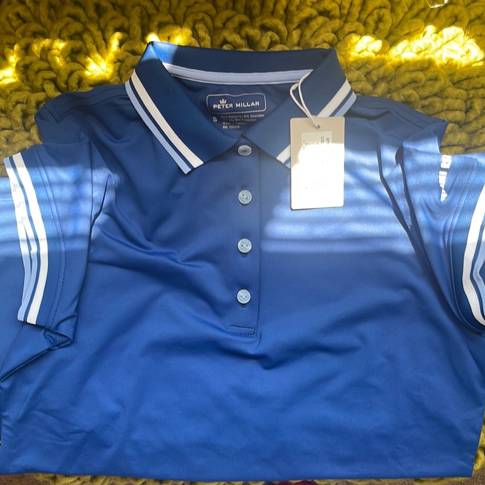 Peter Millar Women’s Crown Sport Button Polo. Night Sky color way